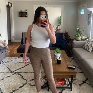 Brown Plaid Dress Pants